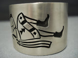 Important Wadsworth Vintage Hopi Sterling Silver Cermonial Kachina Bracelet Old-Nativo Arts