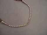 Important Yazzie Coral Brown Heishi Sterling Native American Jewelry Silver Navajo Necklace-Nativo Arts