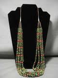 Important Yazzie 'Gaspeite & Coral' Native American Jewelry Silver Heishi Necklace-Nativo Arts