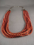 Important Yazzie Navajo Coral Sterling Native American Jewelry Silver Necklace-Nativo Arts