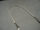 Important Yazzie Navajo 'Football Coral' Heishi Sterling Native American Jewelry Silver Necklace-Nativo Arts