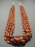 Important Yazzie Navajo 'Football Coral' Heishi Sterling Native American Jewelry Silver Necklace-Nativo Arts