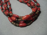 Important!! Yazzie Navajo Native American Jewelry jewelry Coral Sterling Silver Heishi Necklace-Nativo Arts