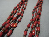 Important!! Yazzie Navajo Native American Jewelry jewelry Coral Sterling Silver Heishi Necklace-Nativo Arts