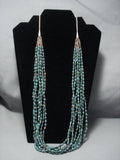 Important Yazzie Navajo Sterling Native American Jewelry Silver Green Turquoise Necklace-Nativo Arts