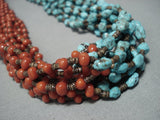 Important Yazzie Navajo Turquoise Sterling Native American Jewelry Silver Necklace Heishi Jewelry-Nativo Arts