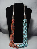 Important Yazzie Navajo Turquoise Sterling Native American Jewelry Silver Necklace Heishi Jewelry-Nativo Arts