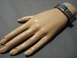 Important Yazzie Vintage Native American Navajo Squared Turquoise Sterling Silver Bracelet Cuff-Nativo Arts
