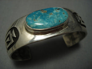 Important Yazzie Vintage Navajo Native American Jewelry jewelry Turquoise Sterling Silver Bracelet-Nativo Arts