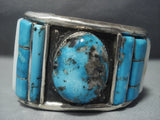 Important Yazzie Vintage Navajo Turquoise Sterling Native American Jewelry Silver Bracelet Cuff-Nativo Arts