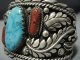 Important Yellowhorse Leaves Vintage Native American Jewelry Navajo Sterling Silver Turquoise Bracelet-Nativo Arts