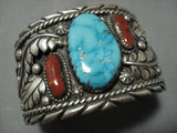 Important Yellowhorse Leaves Vintage Native American Jewelry Navajo Sterling Silver Turquoise Bracelet-Nativo Arts