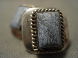 Important Yellowhorse Vintage Navajo Lapis Native American Jewelry Silver Earrings-Nativo Arts
