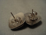 Important Yellowhorse Vintage Navajo Lapis Native American Jewelry Silver Earrings-Nativo Arts