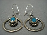 Importat Vintage Native American Jewelry Navajo Ivan Kee Turquoise Sterling Silver Earrings Old-Nativo Arts