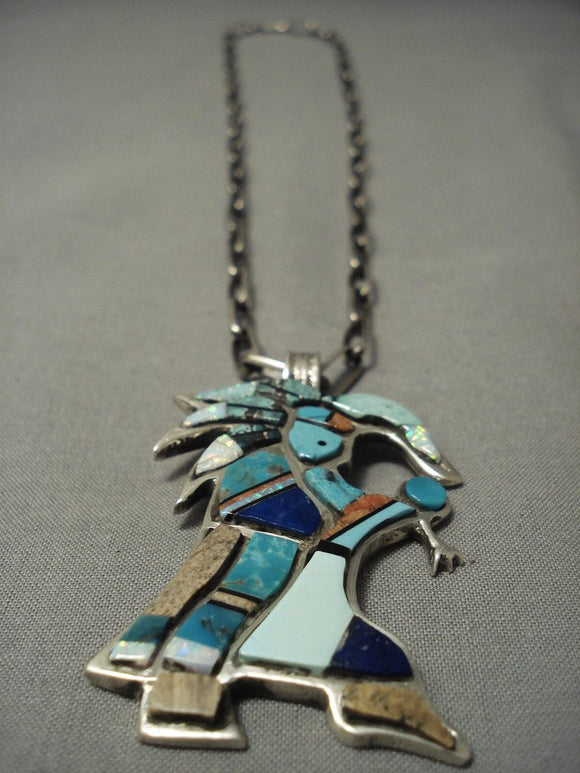 Importnt Chee Family Vintage Navajo Dancing Kachina Native American Jewelry Silver Necklace-Nativo Arts