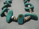 Impreccable Vintage Native American Navajo Chunky Royson Turquoise Sterling Silver Necklace-Nativo Arts