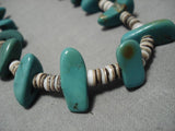 Impreccable Vintage Native American Navajo Chunky Royson Turquoise Sterling Silver Necklace-Nativo Arts