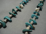 Impreccable Vintage Native American Navajo Chunky Royson Turquoise Sterling Silver Necklace-Nativo Arts