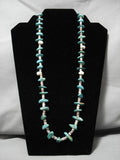 Impreccable Vintage Native American Navajo Chunky Royson Turquoise Sterling Silver Necklace-Nativo Arts