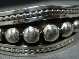Impressive Native American Jewelry Navajo Sterling Silver Beaded Jon Nez Cuff Bracelet-Nativo Arts