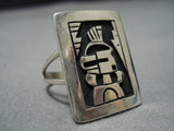 Impressive Vintage Hopi Kachina Sterling Silver Native American Jewelry Ring Old!-Nativo Arts