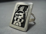 Impressive Vintage Hopi Kachina Sterling Silver Native American Jewelry Ring Old!-Nativo Arts