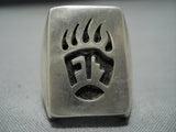 Impressive Vintage Hopi Sterling Pawprint Silver Ring Old-Nativo Arts