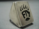 Impressive Vintage Hopi Sterling Pawprint Silver Ring Old-Nativo Arts