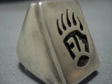 Impressive Vintage Hopi Sterling Pawprint Silver Ring Old-Nativo Arts
