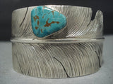 Impressive Vintage Native American Jewelry Navajo Ben Begaye Detailed Feather Sterling Silver Bracelet-Nativo Arts