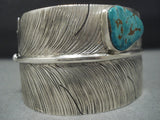 Impressive Vintage Native American Jewelry Navajo Ben Begaye Detailed Feather Sterling Silver Bracelet-Nativo Arts
