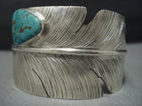 Impressive Vintage Native American Jewelry Navajo Ben Begaye Detailed Feather Sterling Silver Bracelet-Nativo Arts