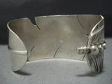 Impressive Vintage Native American Jewelry Navajo Ben Begaye Detailed Feather Sterling Silver Bracelet-Nativo Arts