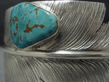 Impressive Vintage Native American Jewelry Navajo Ben Begaye Detailed Feather Sterling Silver Bracelet-Nativo Arts