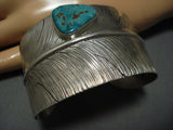 Impressive Vintage Native American Jewelry Navajo Ben Begaye Detailed Feather Sterling Silver Bracelet-Nativo Arts