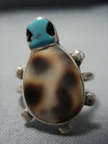 Impressive Vintage Native American Jewelry Navajo Sterling Silver Turquoise Ring Old-Nativo Arts