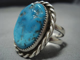 Impressive Vintage Native American Jewelry Navajo Thick Rope C Bird Sterling Silver Ring Old-Nativo Arts