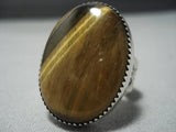 Impressive Vintage Native American Jewelry Navajo Tom Curtis Tiger Eye Sterling Silver Ring-Nativo Arts