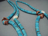 Impressive Vintage Native American Jewelry Navajo Turquoise Disced Necklace- 224 Grams!-Nativo Arts