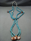 Impressive Vintage Native American Jewelry Navajo Turquoise Disced Necklace- 224 Grams!-Nativo Arts