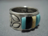 Impressive Vintage Native American Jewelry Navajo Turquoise Ray Adakai Sterling Silver Ring-Nativo Arts