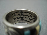 Impressive Vintage Native American Jewelry Navajo Turquoise Ray Adakai Sterling Silver Ring-Nativo Arts