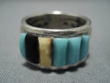 Impressive Vintage Native American Jewelry Navajo Turquoise Ray Adakai Sterling Silver Ring-Nativo Arts