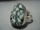 Impressive Vintage Native American Jewelry Navajo Turtle Turquoise Sterling Silver Nakai Ring-Nativo Arts