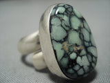 Impressive Vintage Native American Jewelry Navajo Turtle Turquoise Sterling Silver Nakai Ring-Nativo Arts