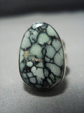 Impressive Vintage Native American Jewelry Navajo Turtle Turquoise Sterling Silver Nakai Ring-Nativo Arts