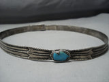 Impressive Vintage Native American Jewelry Navajo Vibrant Turquoise Sterling Silver Hat Concho Belt-Nativo Arts