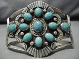 Impressive Vintage Native American Navajo Blue Green Turquoise Sterling Silver Bracelet Old-Nativo Arts