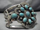 Impressive Vintage Native American Navajo Blue Green Turquoise Sterling Silver Bracelet Old-Nativo Arts